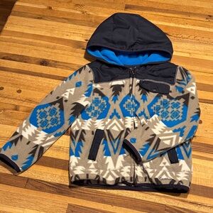 GAP Blue, Gray & White Aztec Hooded Fleece Jacket